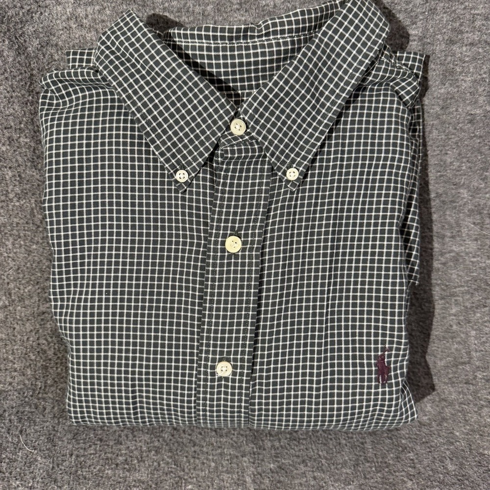 Polo Ralph Lauren Men's Blake Long Sleeve Charcoal Gingham Button Down Shirt XXL